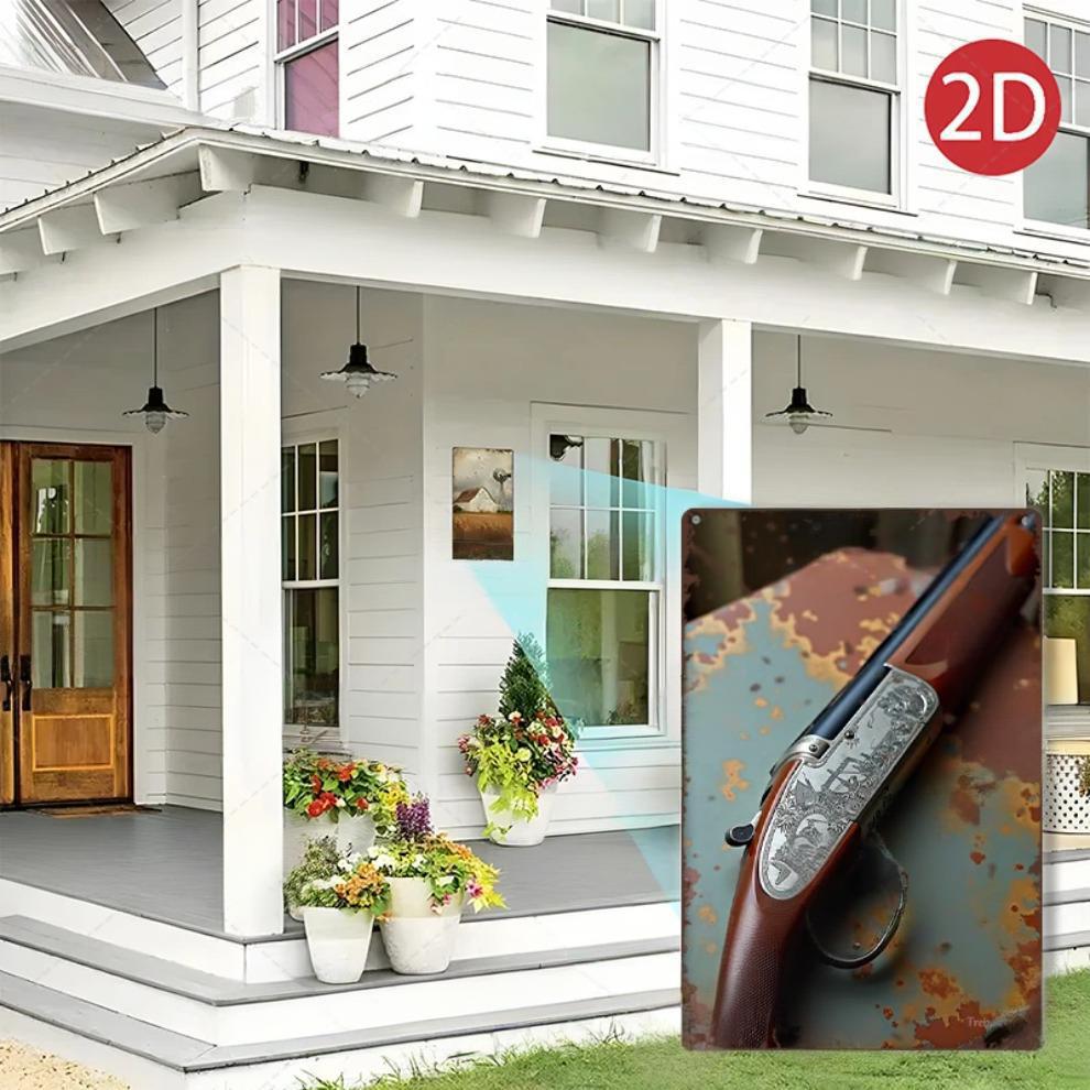 1PC 2D Flat 8*12inch Metal Sign Vintage Shotgun Rustic Metal Art Decor