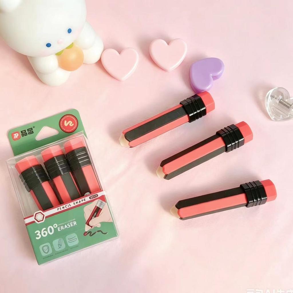 Red and Black Pencil with Eraser - 3 Pack