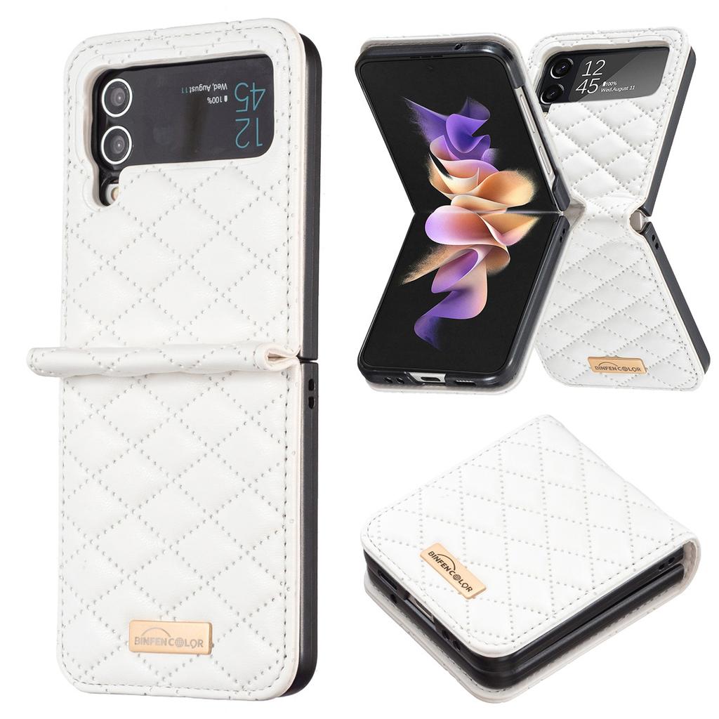 Anwendbar für Samsung Z Flip7 Handyhülle Z FLIP5 Rautenmuster Kleiner Duftiger Stil Einfarbige Faltbare Handyhülle