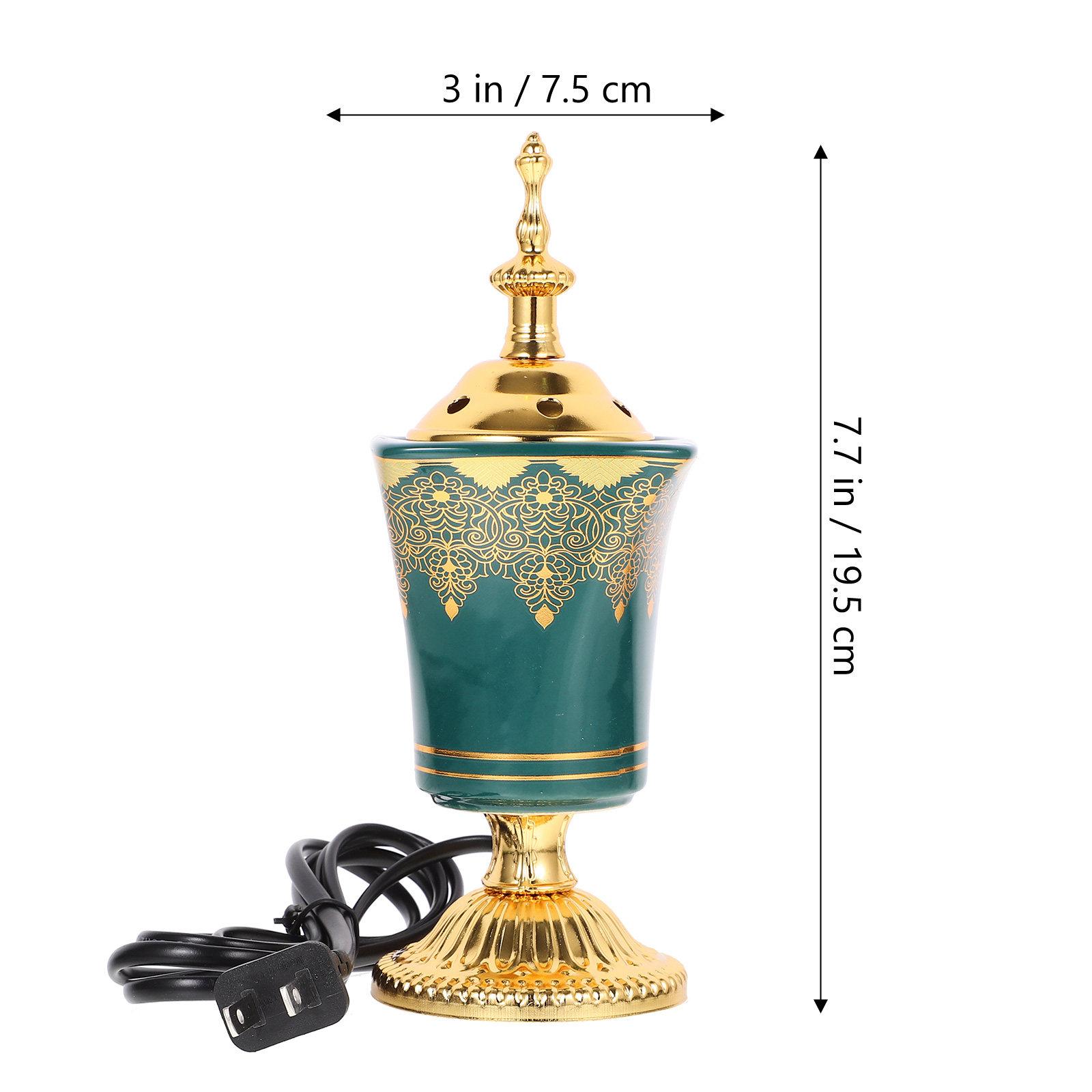 

Retro Electric Incense Burner Metal Ceramic Construction Aromatherapy Air Purifier for Home Office Yoga Studio Decorative Censer зелёный