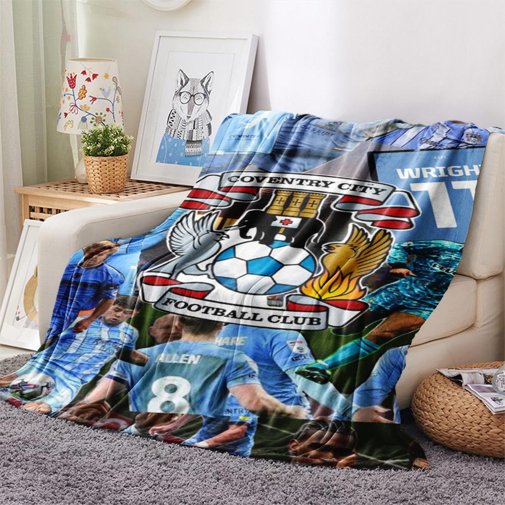 1PC Coventry City FC Print Flannel Blanket, High Quality Comfortable for All Seasons, Home Decor, Warmth and Comfort, Perfect for Christmas Gifts
