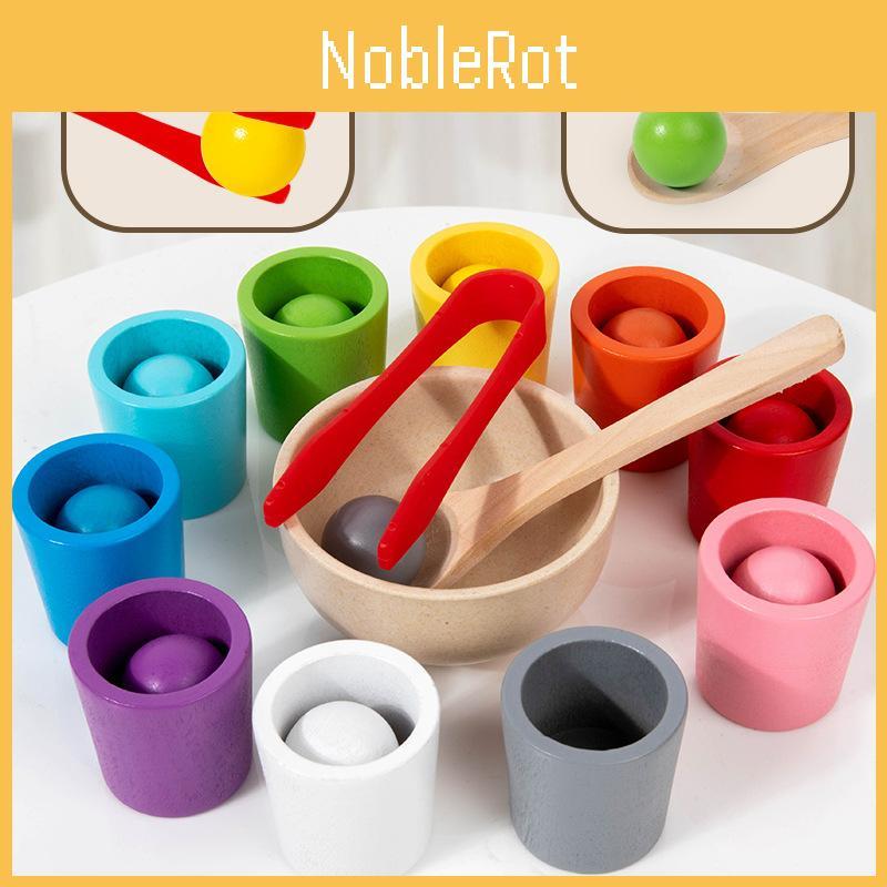 Wooden Montessori Color Sorting Cups Educational Toy For Childrens Cognitive Development