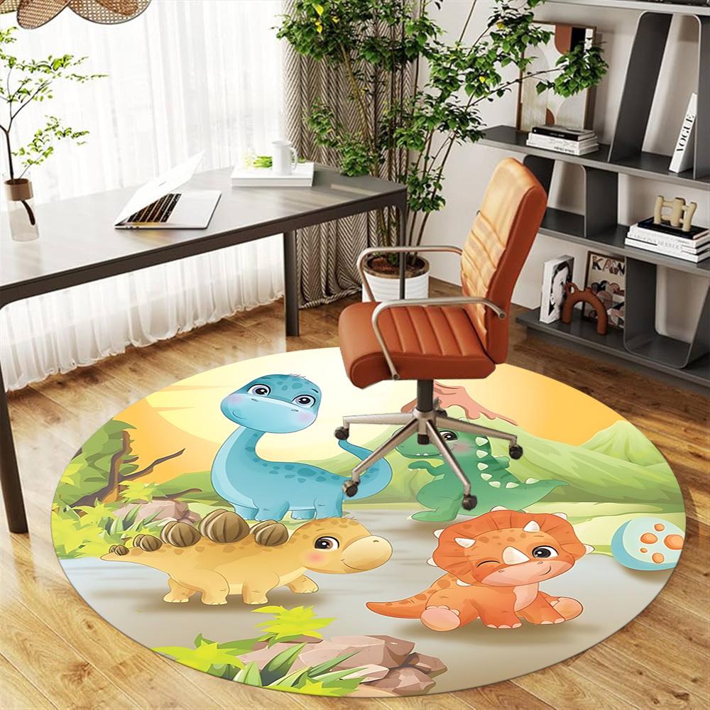 1pc dinosaur landscape Round Chair mat Area Rug - Non-Slip, Floor Mat for Office, Bedroom, and Indoor Decor c1125364