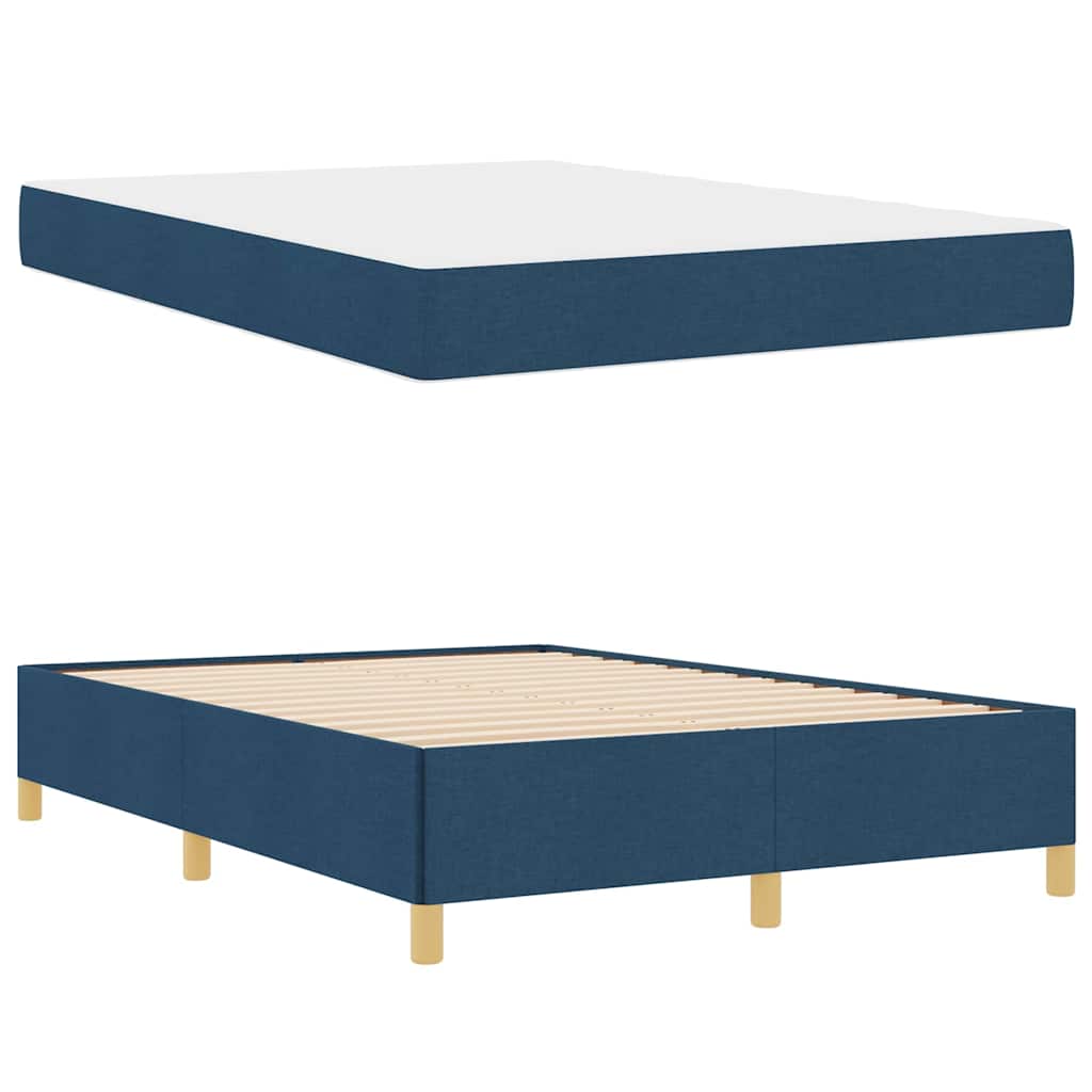 Bed Frame with Mattress Blue 140 x 190 cm Fabric