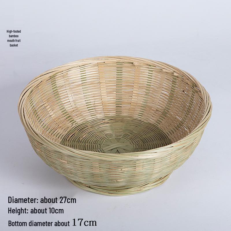 Handmade Bamboo Weaving Sieve Basket Storage and Snack Plate Set