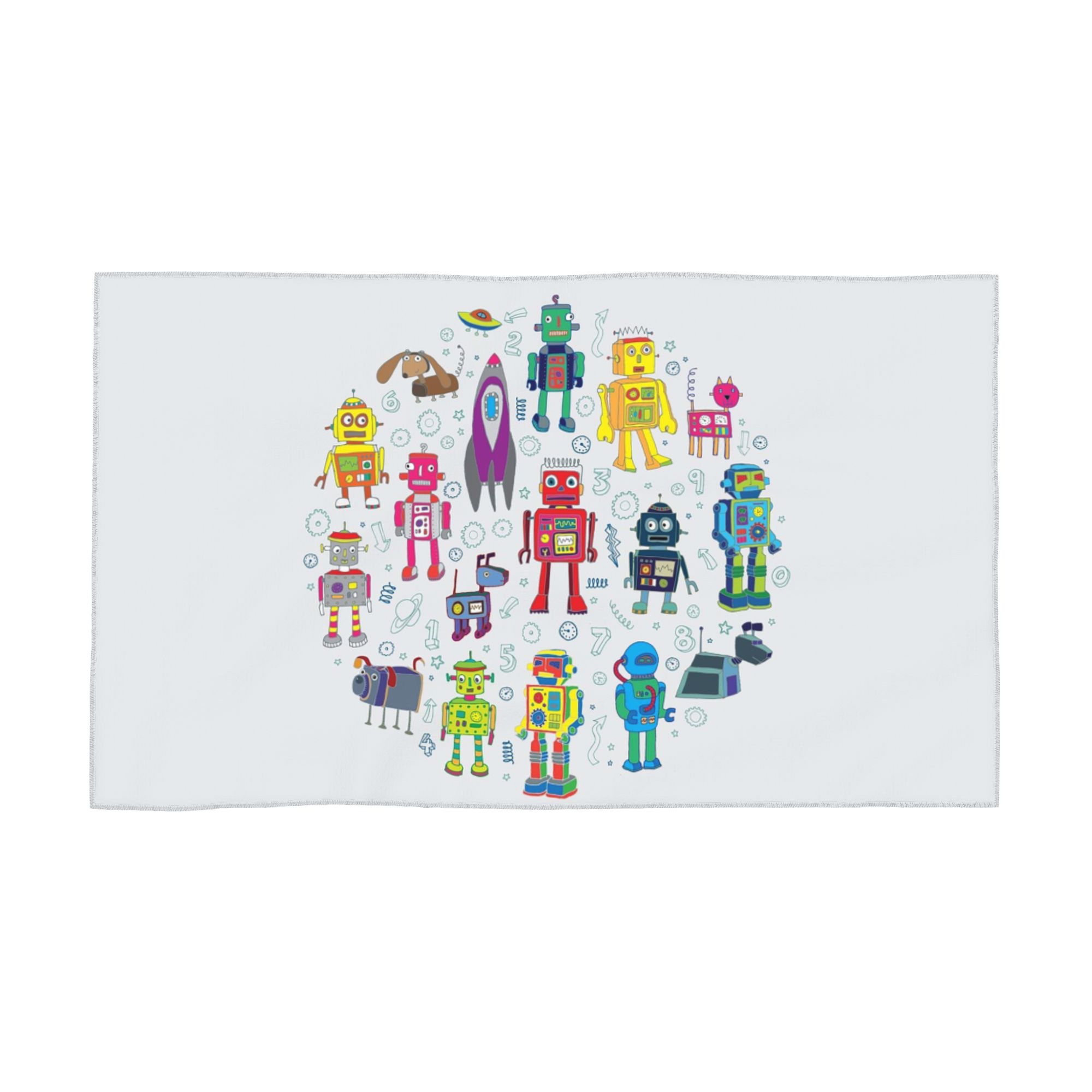 

Robots in Space - grey - fun Robot pattern by Cecca Designs Soft Face Towel Quick Dry Pool Bath Cotton Towels Breathable W30*H60(CM)