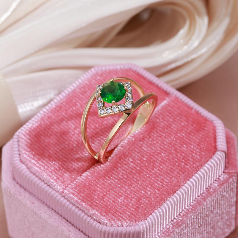 Kinel glänzende grüne Zirkon-Ringe für Damen, luxuriöser, trendiger Party-Schmuck