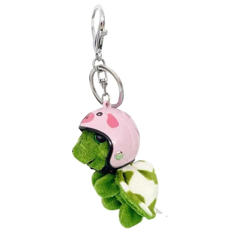 Fashion Lovely Plush Helmet Turtle Keyholder Cute Animal Keychain Bag Charm Pendant Toy Car Keyring Jewelry Party Gift