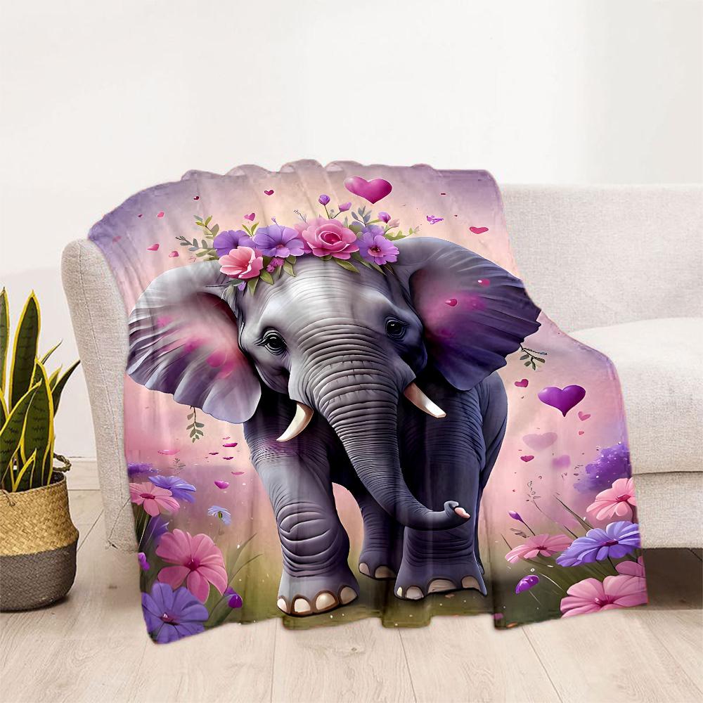 Colorful Elephant Garden Blanket Suitable for Offices, Travel, Living Rooms Also a Good Gift for Friends and Family Suitable for All Seasons.