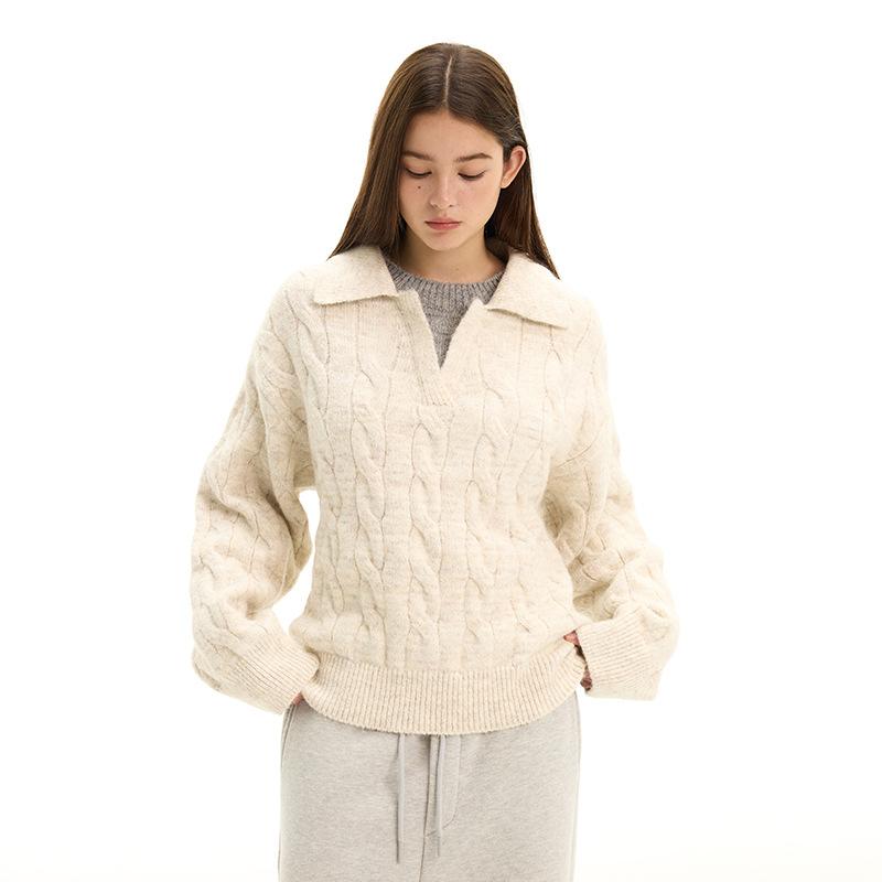 Loose cashmere comfortable soft waxy fake two-piece knitted sweater casual men's and women's autumn and winter