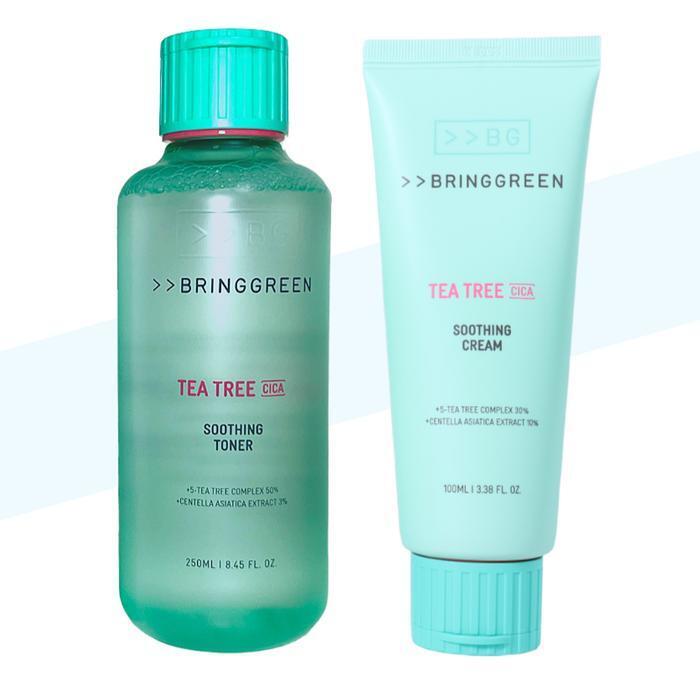 [Cosmax] BRINGGREEN Tea Tree Cica Soothing Toner 250ml + Soothing Cream 100ml (2-piece set) (37541465)