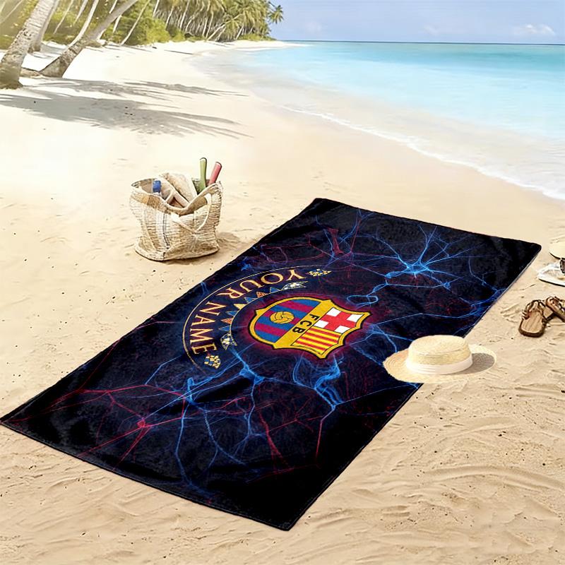 FC Barcelona Print Beach Towel, Large Soft Quick Dry Towel for Beach Camping Swimming
