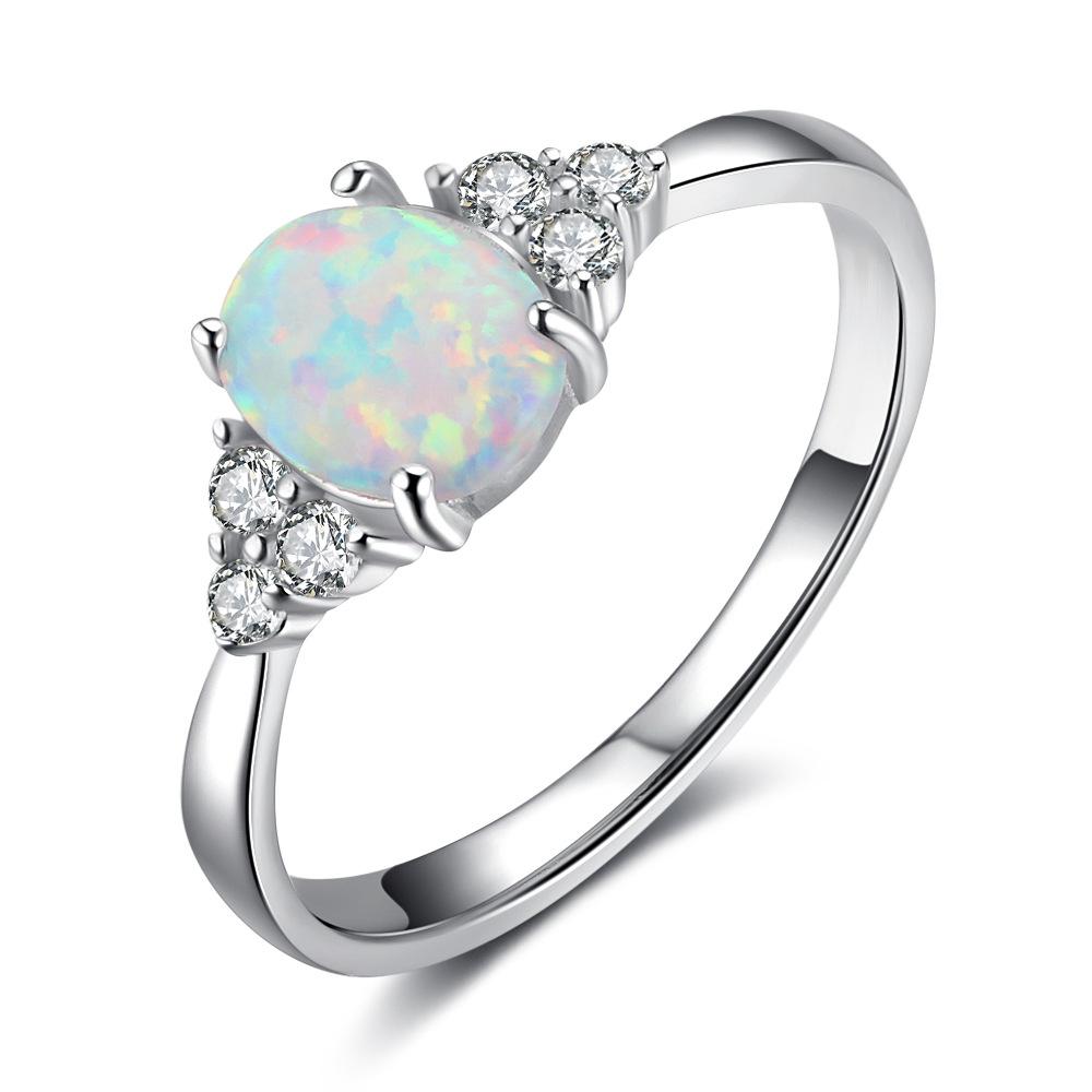 Sterling Silver Opal Ring for Women with Fashion Popular Oval Colorful Opal Simple Jewelry Gift Silver Women s Ring 6