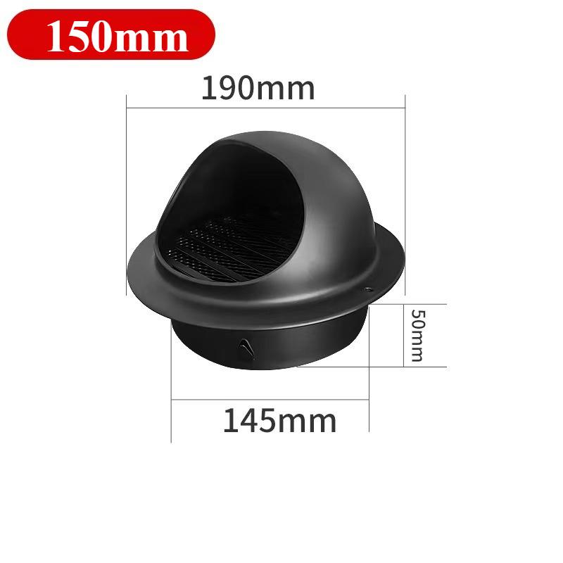 60 Mm ~ 200 Mm Stainless Steel Black Exhaust Hood Wall Wall Vent Cap with Built-in Fine Mesh Air Vent Outlet Grille Louvres
