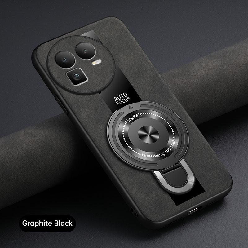 For Magsafe Wireless Charging Cover For Realme GT 8 Pro PU Leather Shockproof Ring Stand Holder Phone Case For Realme GT8Pro