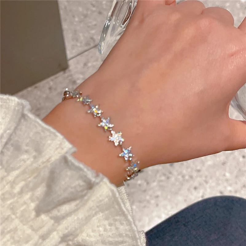 Nádherný náramek Star Moon Fritillaria Dámský Šumivý půlměsíc Zirkonový náramek Narozeninová párty Šperky Dárkové doplňky