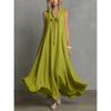 QICED Fashion Summer Spring Solid Color Print Sleeveless V-Neck Casual Dresses