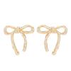 Sweet Girl Gold Glossy Bow Stud Earrings Women Light Luxury Design Sense Simple Fashion Temperament Earrings Women
