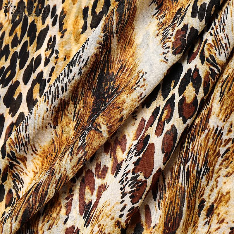 ZANZEA Faldas Largas Holgadas Casuales de Verano para Mujer con Estampado de Leopardo