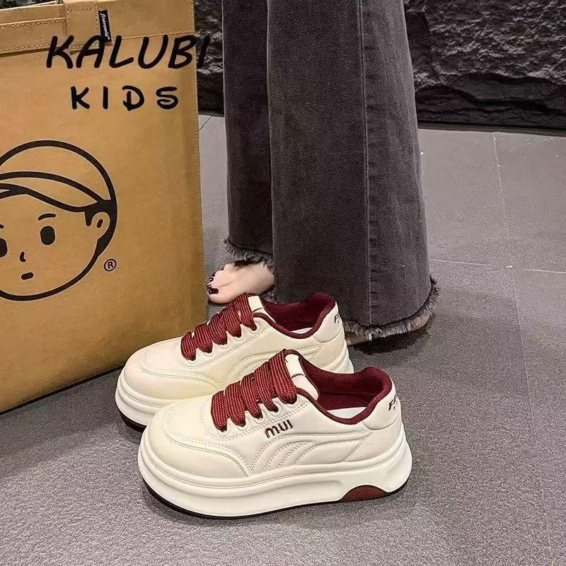 Chunky Sole Casual Sneakers Lace Up Low Top Platform Board Shoes 40 красный