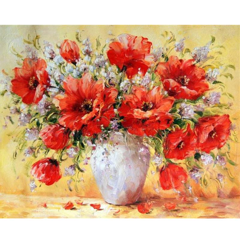 Artistic Flower Picture Unframd Handmade Oil Painting DIY Digital Kits Canvas Draw Home Decro Gift