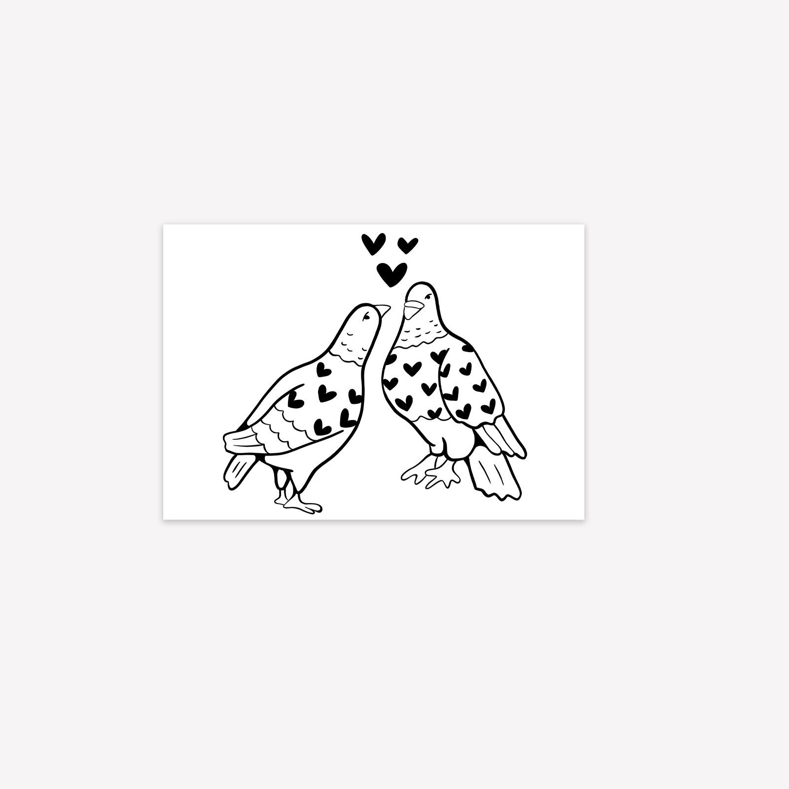 Couple Pigeon Tattoo Sticker Advanced Sense Niche Simple Small Fresh Waterproof Tattoo Sticker 10*7