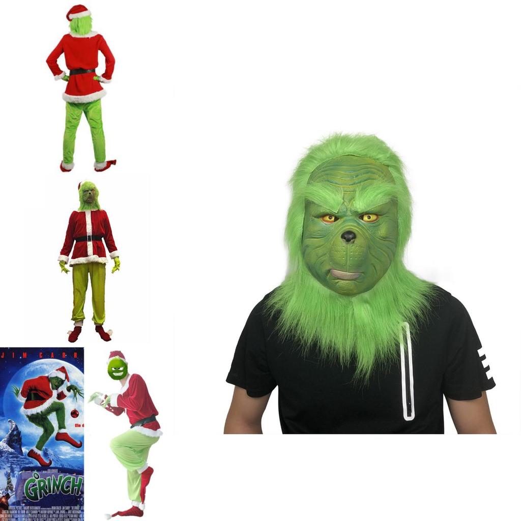Polyester Grinch Kostüm Anzug Mit Hut Jacke Gürtel Handschuhe Hose Fußabdeckung