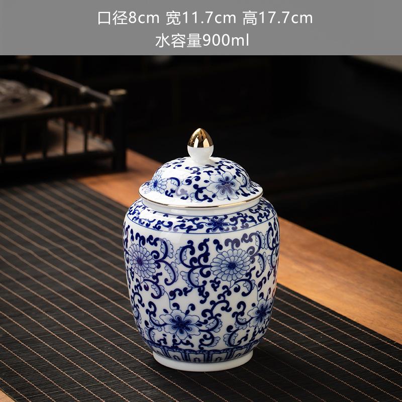 Blue and White Ceramic Sealed Jar Candy Coffee Storage General Jar Household Moisture-proof Tea Jars Tea Packaging Jars Tea Box