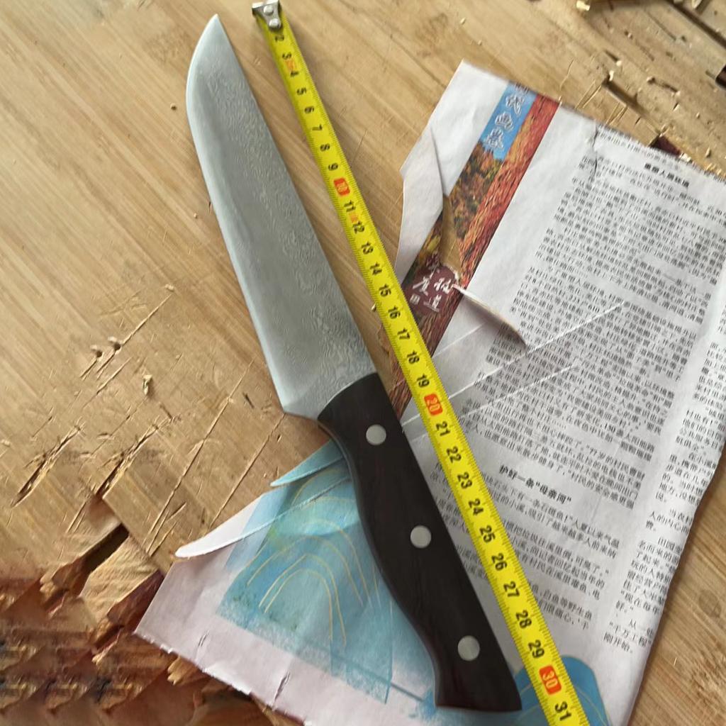 7 Inch Cleaver Knife Handmade Damascus T10 Steel Core Blade Ebony Handle Utility Slicing Sashimi Boning Barbecue Kitchen Knife