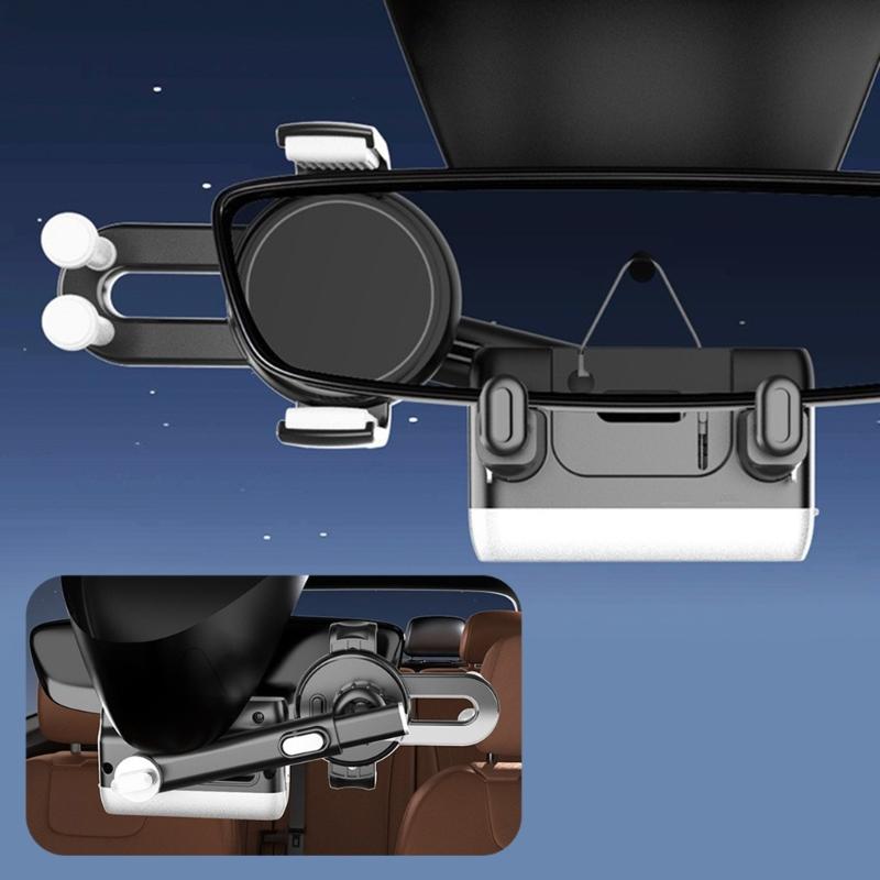 Universal Car Rearview Mirror Smartphone Mount 360 Degree Rotation And Adjustable Length Suitable For Any Vehicle Model