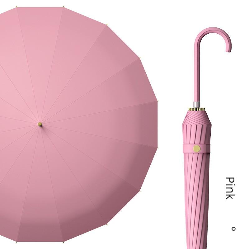 Creative Minimalist Straight Long-Handle Umbrella, Solid Color, Japanese Style, Fresh and Simple, Leather Handle, Vintage Unisex Straight-Handle Sun