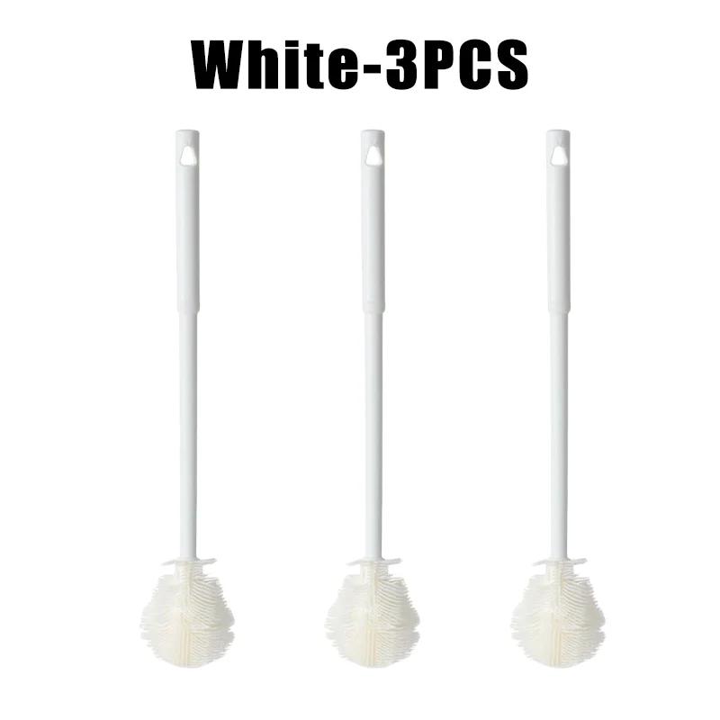 New Silicone Cup Brush Folding Brush Head Long Handle Cup Scrubber White Kitchen Cleaning Tool Feeding Bottle