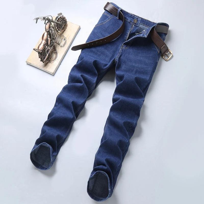 Spring Autumn Mens Black Blue Pants Pure Color Stretch Jeans Street Casual Slim Fit Trousers Male Wash Jeans for Men