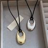 Fashion Silver Gold Bead Black Cord Necklace Unisex Geometric Pendant Minimalist Long Chain for Women Men Layering Jewelry