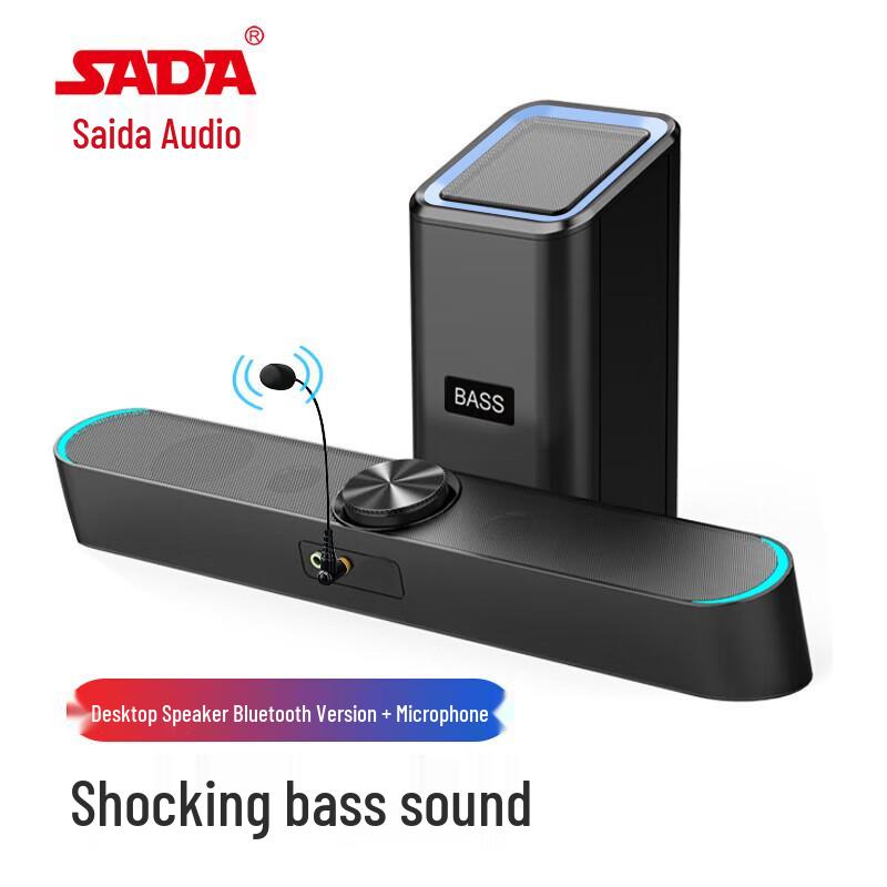 SADA Desktop Mini Soundbar Speaker with Microphone