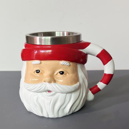 Santa Coffee Mug Stainless Steel Water Cup Hot Beverages Mugs Christmas Themed Drinkware Unique Holiday Gifts for Friends