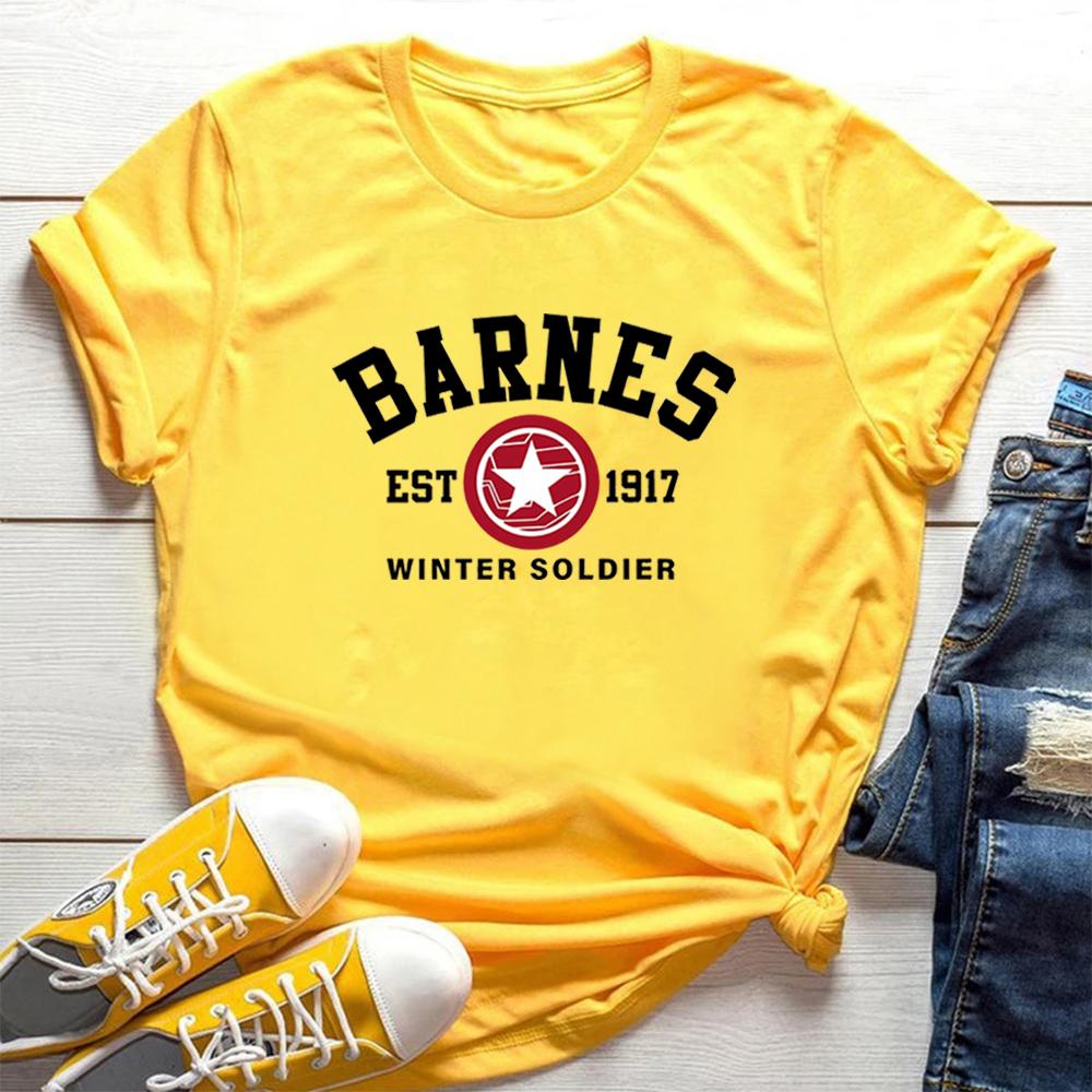 Футболка Bucky Barnes Футболка Barnes Est 1917 Футболка Winter Soldier Футболка унисекс с короткими рукавами Футболки с ретро-графикой Подарки для фанатов S жёлтый