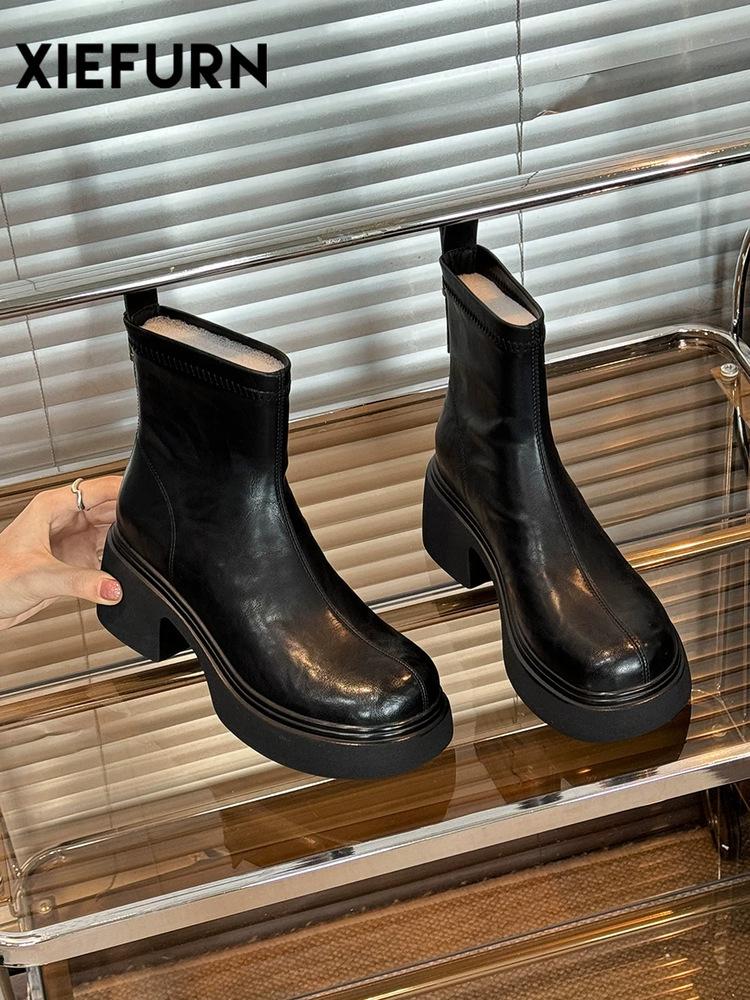 

2024 Горячие продажи Ретро ботинки Мартин в британском стиле, Дизайн до щиколотки на массивном каблуке, Женская мода, Универсальные и увеличивающие рост 37