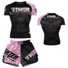 MMA Trainingsset Herren Damen Boxen Muay Thai Kampfsport Fitnessstudio Workout Kompressions-Kurzarmtop Shorts