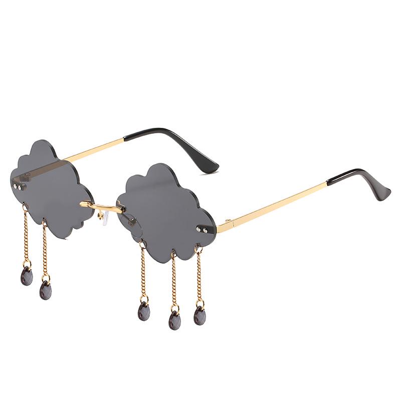 Bai Fen Bai Electronic 3C Women's Purple Personality Rainy Day Sunglasses Cloud-Shaped Fashionable Rimless Unique Sun Shades For Party Travel