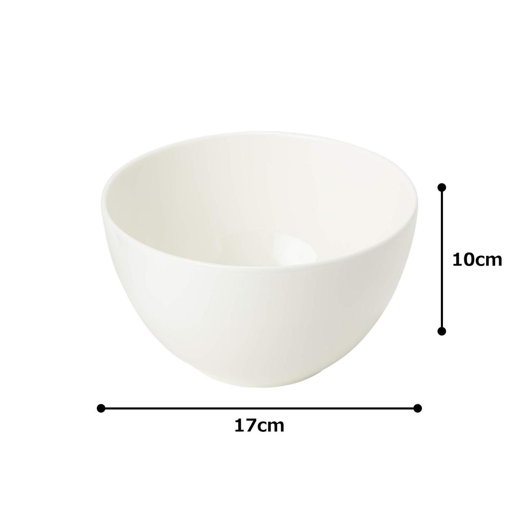 NARUMI Styles Cool Coupe Bowl, 17cm, White, Simple and Stylish, Free Bowl for Soup, Salad, Microwave Heating, Dishwasher Safe, 51326-3552