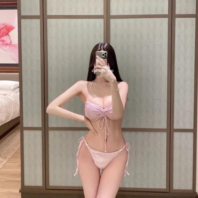 Ins style bikini swimsuit female pure desire high sense sexy split swimsuit slim resort hot spring swimsuit M