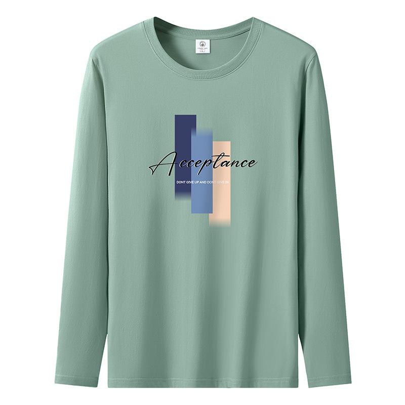 S-5XL Mens Long Sleeved Tee Shirt Pure Cotton Man Casual Pullovers Large Size