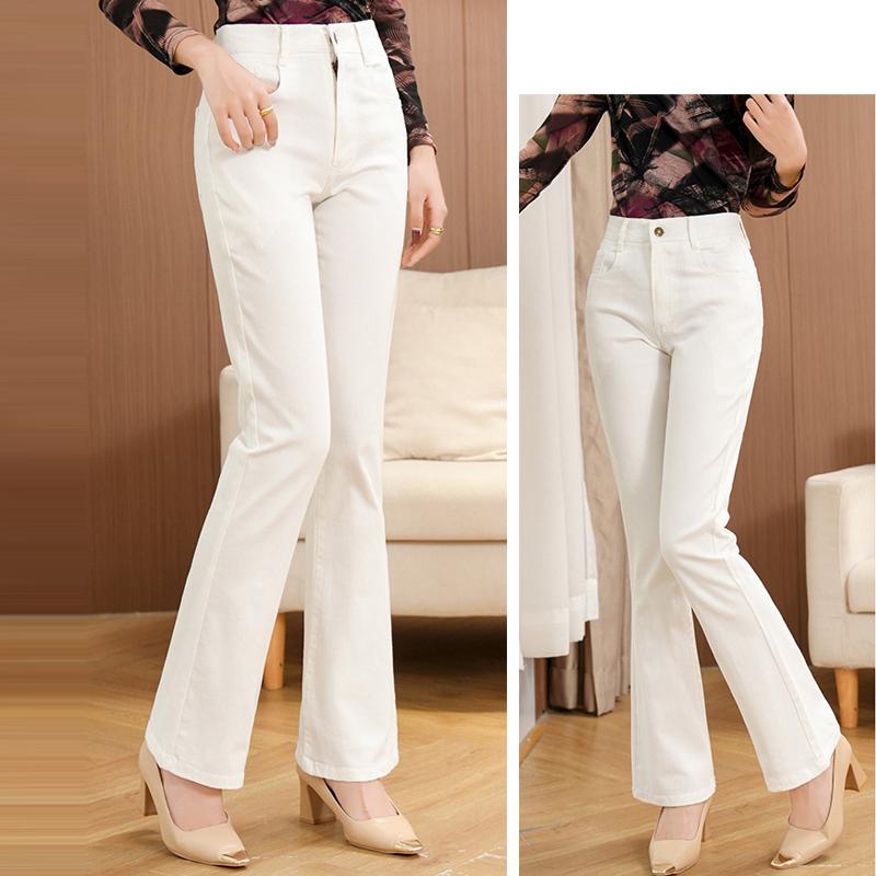 Women's Elastic Bootcut Jeans, Women's New Light-Colored Mid-Waisted Slim-fitting Flared Jeans
