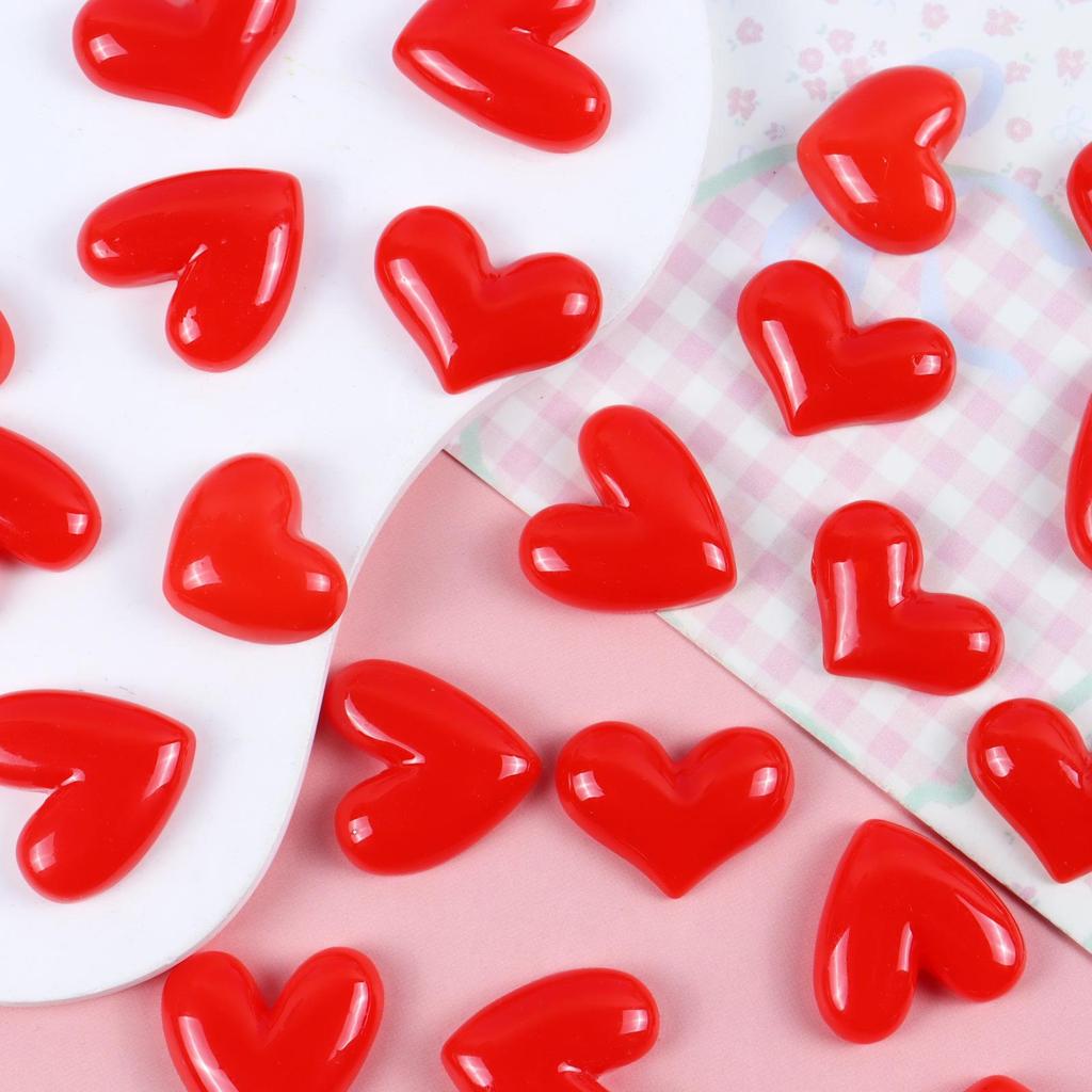 Peach & Red Heart Resin Accessories for DIY Phone Cases & Clothing Decor