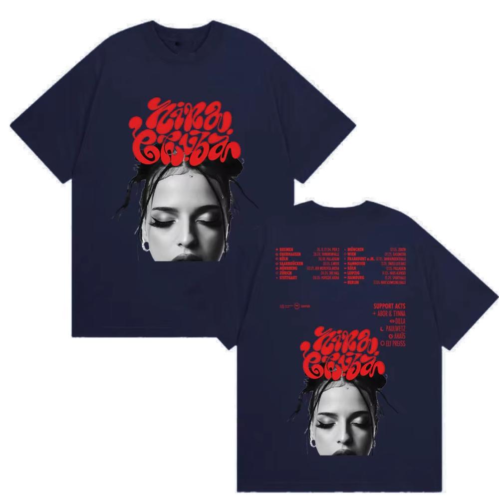 Camiseta Merch Gira Arena 2025 de la rapera Nina Chuba para hombre y mujer, camiseta vintage de hip hop de manga corta, camisetas de algodón puro, ropa de calle