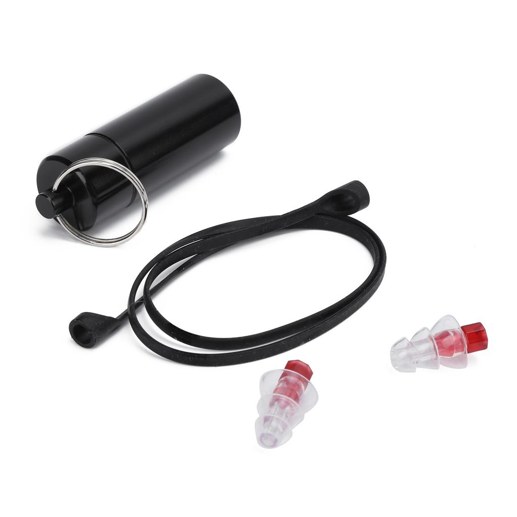 22x67mm Musician Ear Plug Red Noise Reduction Waterproof with Silica Gel Cord Storage Bottle