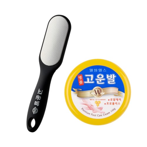 

Koumbal Cream (Yellow) Heel File Set for Instant Smooth Heels, Propolis & Royal Jelly, 110g, Exfoliating Care, Stainless Steel, Washable, Double-Sided