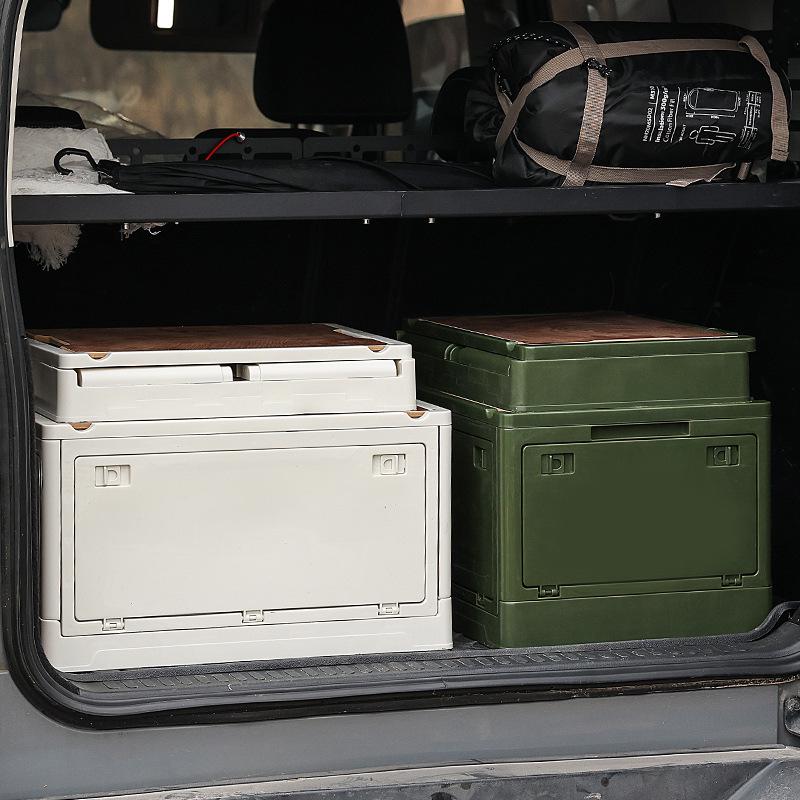 Faltbare Outdoor-Camping-Aufbewahrungsbox mit Holzdeckel