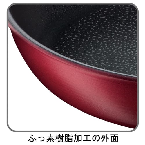 Tefal Stir Fry Pot 28cm Deep Frying Pan IH Compatible "IH Ruby Excellence Wok Pan" Titanium Excellence 6 Layer Coating C62219 with Handle T-fal